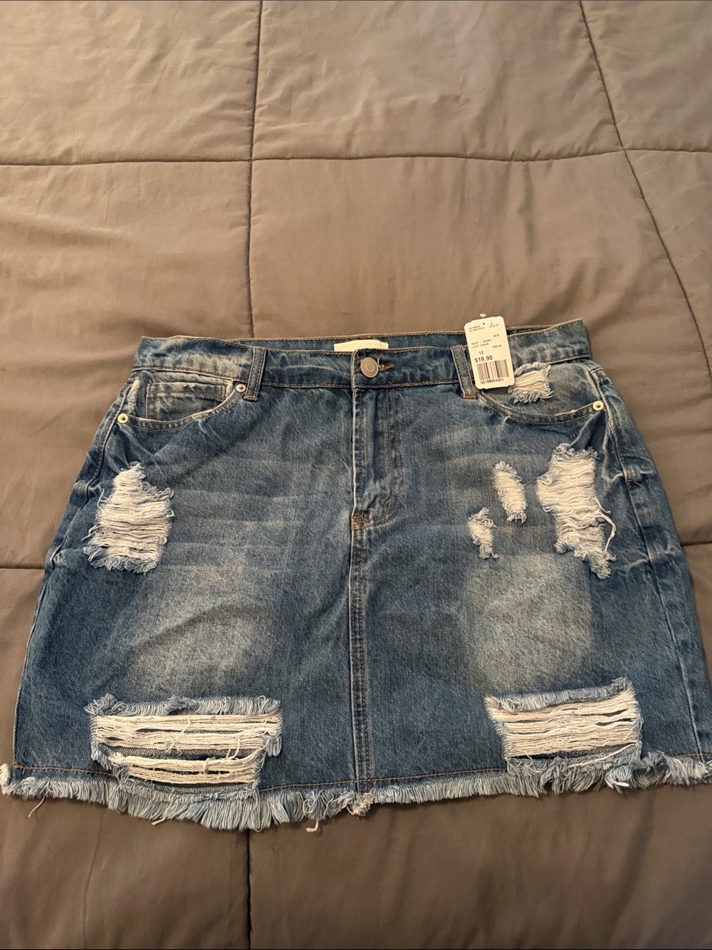 Forever 21 Distressed Denim Mini Skirt - Blue